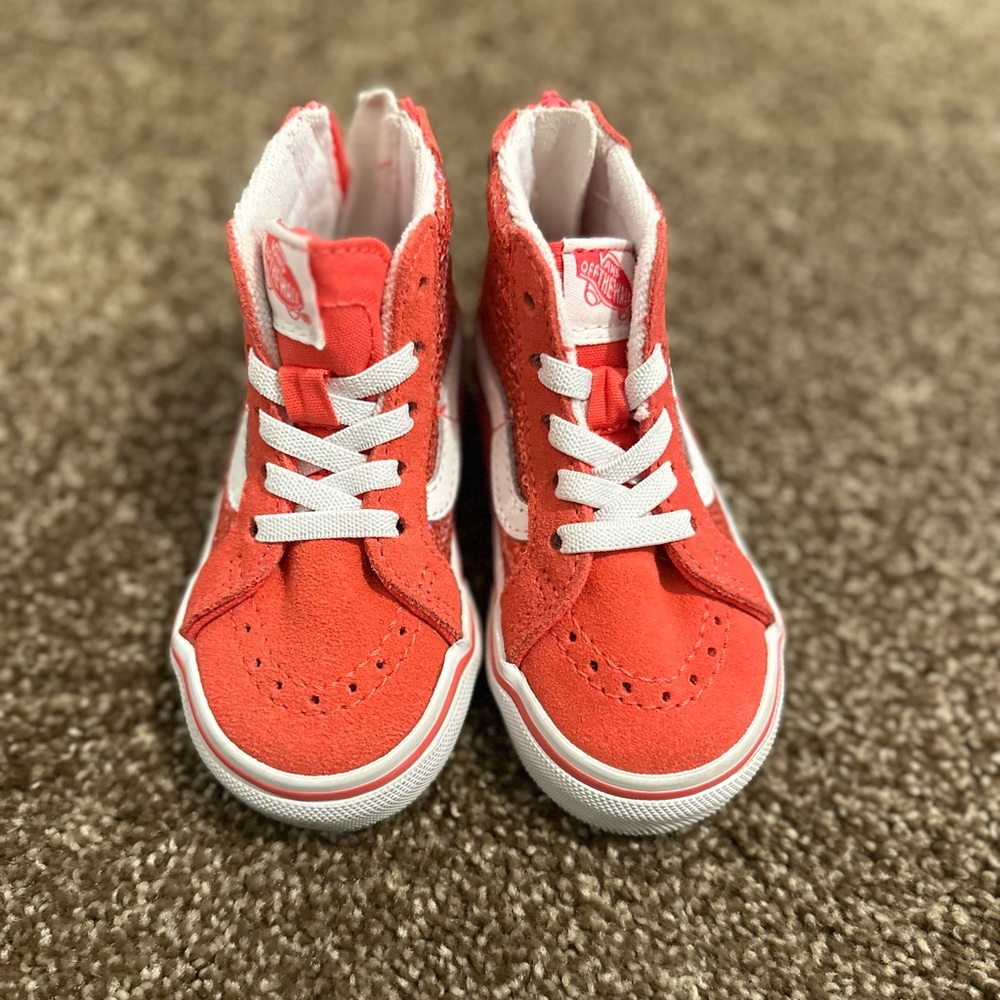Toddler girls size 5 hot pink sparkly high top vans